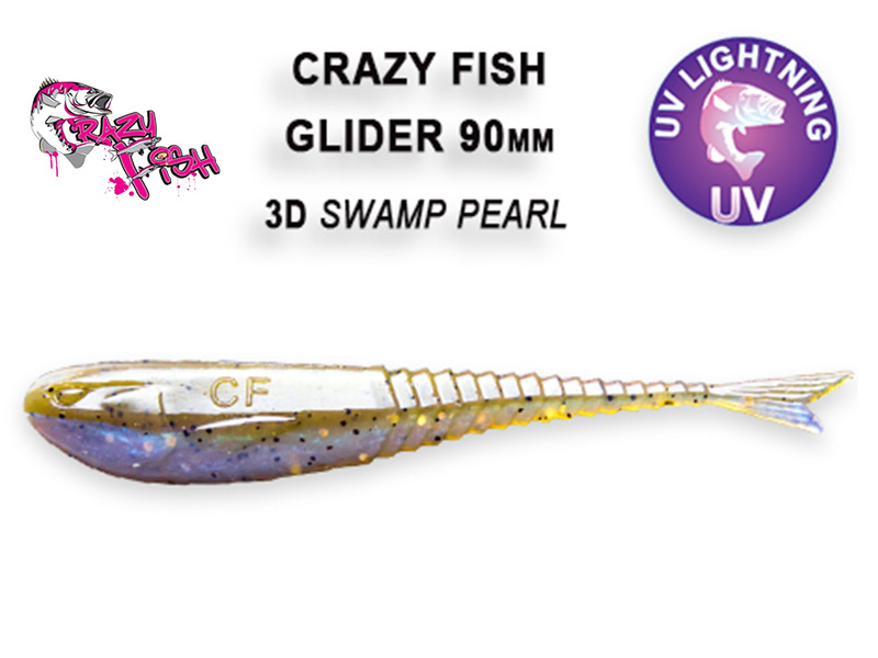 Crazy Fish Glider - 9 cm - 3d - swamp pearl - floating